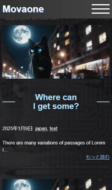 Movaone with dark header customization on smartphone